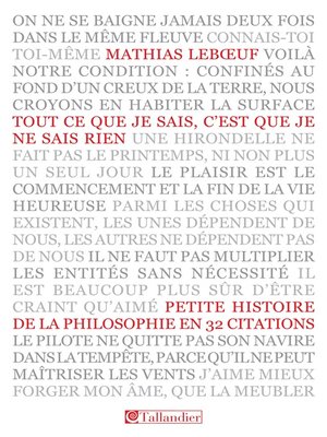 cover image of Tout ce que  je sais, c'est que je ne sais rien